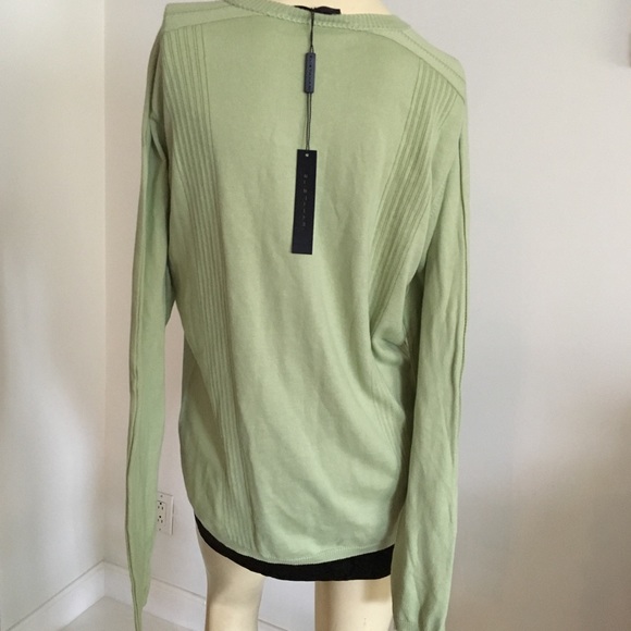 Elie Tahari green crewneck long sleeve cotton sweater size large - Picture 4 of 6